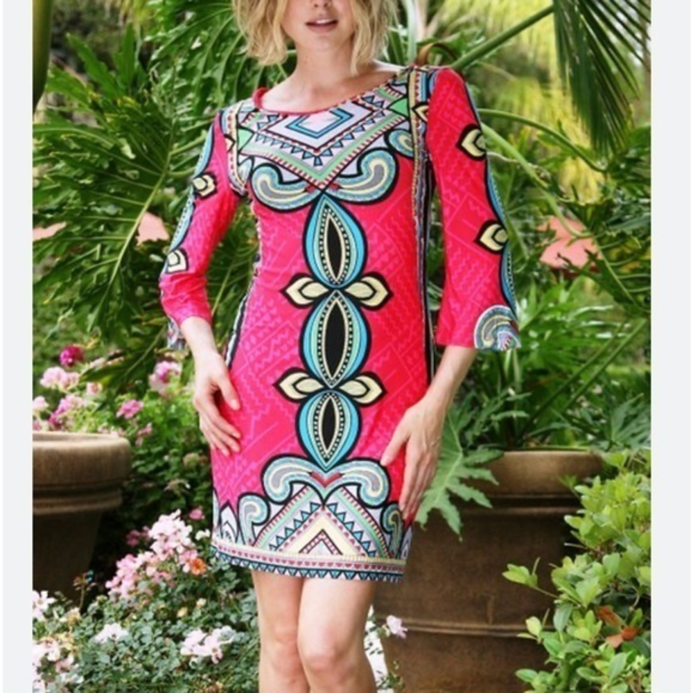 NEW White Mark Couture‎ Collection Paisley Teardrop Scoop Neck Dress Sz. M
